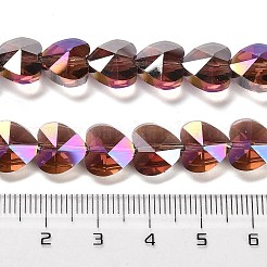 電気メッキガラスビーズセット  ハート  多面カット  インディアンレッド  10x10x6mm  穴：1.2mm  約78~80個/連  28.82~28.94''（73.2~73.5センチメートル）&nbsp;EGLA-B004-01A-AB07