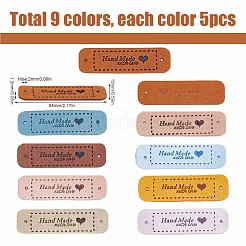 45Pcs 9 Colors PU Leather Label Tags&nbsp;DIY-GF0008-52