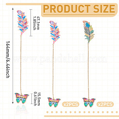 4Pcs 2 Styles Stainless Steel & Alloy Bookmarks&nbsp;AJEW-TAC00110