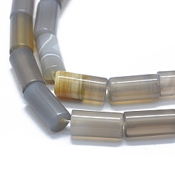 天然石グレーアゲートビーズ連売り  コラム  15~17x7.5~8mm  穴：1.2mm  約24~25個/連  14.7~15.5インチ（37.5~39.5cm）&nbsp;G-F631-F07