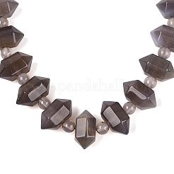 Natural Grey Agate Round & Cone Beaded Necklaces&nbsp;NJEW-N064-03C