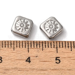変色しにくい304ステンレススチールビーズ  太陽と菱形  ステンレス鋼色  7x7x3mm  穴：0.9mm&nbsp;STAS-I305-178P