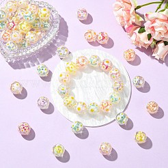 メッキクリアアクリルビーズ  二層ビーズ  デイジーと丸い  ミックスカラー  15mm  穴：2mm&nbsp;TACR-CJC0001-12
