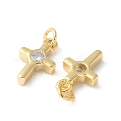 Brass Micro Pave Clear Cubic Zirconia Pendants&nbsp;KK-Q031-35G-02