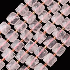 天然石ローズクォーツビーズ連売り  正方形  多面カット  シードビーズで  10x10x5mm  穴：1mm  約31個/連  14.96インチ（38cm）&nbsp;G-L642-L08-10mm