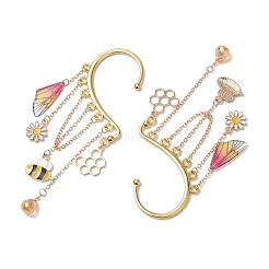 Brass Bees & Glass Teardrop Tassel Earrings&nbsp;EJEW-TA00538