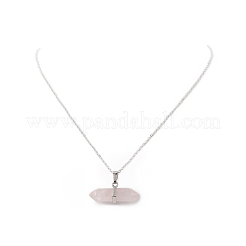 Natural Rose Quartz Geometry Pendant Necklace&nbsp;NJEW-JN04239-05