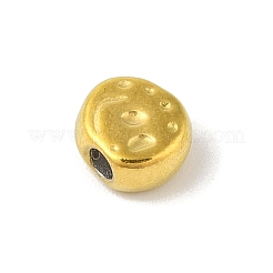 304ステンレススチールビーズ  フラットラウンド  ゴールドカラー  6.5x7x3.5mm  穴：1.8mm&nbsp;STAS-M071-01G-G