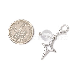 透明アクリルと合金の星と月と惑星のペンダント装飾  カニカン付き  プラチナ  33~36mm  3個/セット&nbsp;HJEW-JM03051