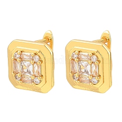 Brass Micro Pave Clear Cubic Zirconia Hoop Earrings for Women&nbsp;EJEW-T058-02G