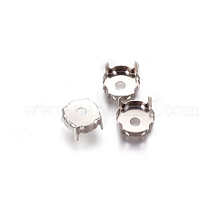 変色しない201ステンレススチールラインストーン爪留め  フラットラウンド  ステンレス鋼色  19x8.3mm  トレイ：19mm&nbsp;STAS-L229-05A