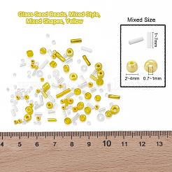 ガラスシードビーズ  混合スタイル  混合図形  きいろ  1~27x2~4mm  穴：0.7~1mm&nbsp;X-SEED-S059-011