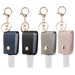 4Pcs 4 Colors Plastic Hand Sanitizer Bottle with PU Leather Cover&nbsp;KEYC-CL0001-04B