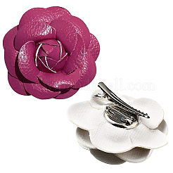 Imitation Leather Shoe Buckle Clips with Iron Clip&nbsp;FIND-CL0001-92B