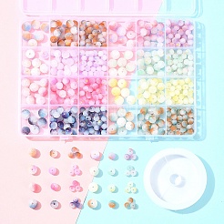 648Pcs 24 Styles Frosted Baking Paint Crackle Glass Beads with Glitter Powder&nbsp;DGLA-FS0001-12