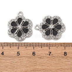合金エナメルチャーム  ラインストーン付き  花のチャーム  プラチナ  20.5x16.5x3mm  穴：1.5mm&nbsp;FIND-K030-17C-P