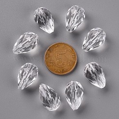 透明なアクリルビーズ  多面カット  透明  17x11mm  穴：2mm&nbsp;X-TACR-S128-01