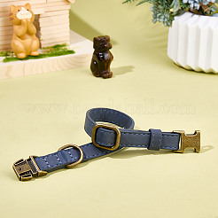 PUレザーの犬用首輪  合金パーツ  ペットの首輪  スレートグレイ  260~360x14.5x2.5mm&nbsp;AJEW-WH20070-093A-04
