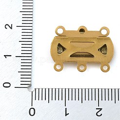 304ステンレススチールボックス留め具  長方形  1連  3穴  6KGP本金メッキ  18mm  穴：9x19.5x2.5mm&nbsp;STAS-M084-02A-G