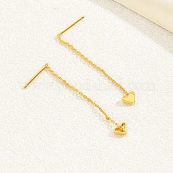 真鍮製ハートタッセル耳飾り、女性用、休暇デートギフト  ゴールドカラー  45x10mm&nbsp;AH5896