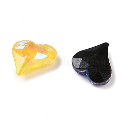 ガラスラインストーンカボション  ポイントバック  多面カット  ハート  ミックスカラー  9x8x3mm&nbsp;GLAA-K069-13A