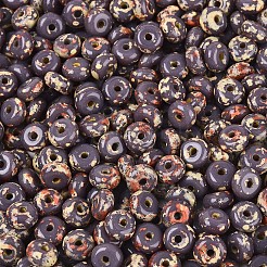 ピカソガラスシードビーズ  丸い穴  ロンデル  ダークスレートブルー  6~6.5x3mm  穴：1.4mm  約2500個/ポンド&nbsp;SEED-N010-01G