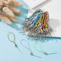 ポリエステルロープ携帯ストラップ  鉄リング4.8の字ピンと亜鉛合金コードエンド付き  ミックスカラー  7cm  リング：7mm  終了：28mm  ピン：[1]mm&nbsp;MOBA-YWC0001-04