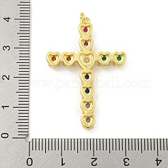 Cross Rack Plating Brass Cubic Zirconia Pendants&nbsp;KK-Z053-13G-01