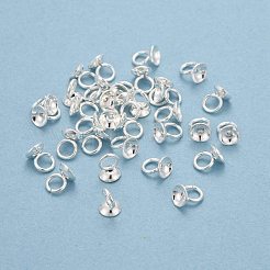 201 ステンレススチールビーズキャップペンダントベイル  グローブガラスバブルカバーペンダント用  銀  4x4mm  穴：1.2mm&nbsp;STAS-L244-27B-S