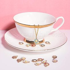 合金エナメルチャーム  菊  ミックスカラー  14.5~18x10.5~14x3mm  穴：1.4~2mm  30個/箱&nbsp;PALLOY-PH0005-67