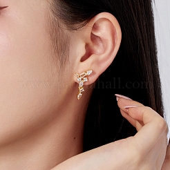 女性用キュービックジルコニアスタッドピアス925個付きスターリングシルバー  ウイング  18KGP本金メッキ  25x13.5mm&nbsp;EJEW-Z052-01G