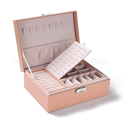 PU Imitation Leather Jewelry Organizer Box with Lock&nbsp;LS-CON-P016-B02