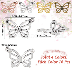 64Pcs 4 Colors Tibetan Style Alloy Hollow Pendants&nbsp;FIND-SC0014-41