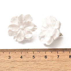 合金＆スターリングシルバー＆アクリルスタッドピアス925個  花  ホワイト  23x26mm&nbsp;LS-EJEW-Q013-09A
