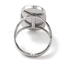 女性用楕円形 304 ステンレススチール エナメル オープン カフ リング  ステンレス鋼色  内径：16mm&nbsp;RJEW-F166-25P-01