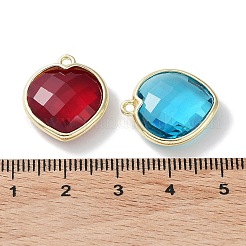 真鍮製ガラスペンダント  多面カット  ハートチャーム  ミックスカラー  19x17x6mm  穴：1.4mm&nbsp;GLAA-G102-01G