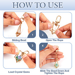 2Pcs 2 Colors Brass Empty Pouch Stone Holder for Keychain&nbsp;KEYC-TA0001-34