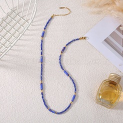 Dyed Natural Imperial Jasper Column and Glass Beaded Necklaces for Women&nbsp;CN0218