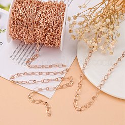 真鍮フィガロチェーン  ハンダ付け  スプールで  楕円形と円形のリンクチェーン  ローズゴールド  5.5x0.5mm  約82.02フィート（25m）/ロール&nbsp;CHC-L020B-01RG