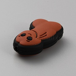 小さな人形食品グレードの環境に優しいシリコーン焦点ビーズ  サドルブラウン  30x17.5x8.5mm  穴：2mm&nbsp;SIL-WH0017-005B