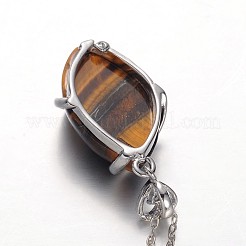 Horse Eye Platinum Plated Brass Rhinestone Gemstone Pendant Necklaces&nbsp;NJEW-JN01188