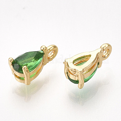 Brass Cubic Zirconia Charms&nbsp;KK-T038-367G-02