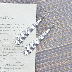 Hammered Teardrop Zinc Alloy Dangle Stud Earrings&nbsp;FS-WG7782B-01