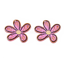 透明なアクリルパーツ  3dプリント  花  ピンク  35x35x3.5mm  穴：1.5mm&nbsp;KY-T022-29
