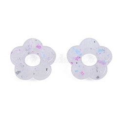 マーブルストーン風不透明アクリルビーズ  花  ミックスカラー  14x14.5x3.8mm  穴：1.5mm&nbsp;OACR-G009-06