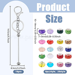 Polymer Clay Rhinestone European Rondelle Beadable Keychain&nbsp;KEYC-PH01611