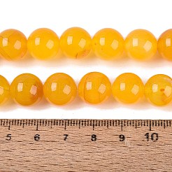 染め加工天然石瑪瑙ビーズ連売り  スムーズなラウンド  ゴールド  11~12mm  穴：0.8~1mm  約33個/連  15.16~15.55インチ（38.5~39.5cm）&nbsp;G-Q606-12MM-A01
