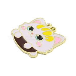 漫画合金エナメル ペンダント  ゴールドカラー  猫の形  28x28x1mm  穴：1.8mm&nbsp;ENAM-Z015-04G-01