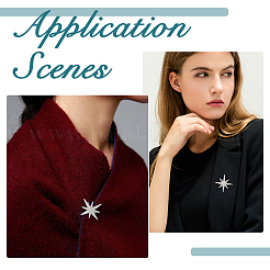 6Pcs Star Alloy Rhinestone Lapel Pins for Backpack Clothes&nbsp;JEWB-DC0001-39P