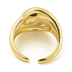 女性用キュービックジルコニア付き真鍮オープンカフリング  鉛フリー＆カドミウムフリー  18KGP本金メッキ  16mm  内径：18mm&nbsp;RJEW-U011-10G